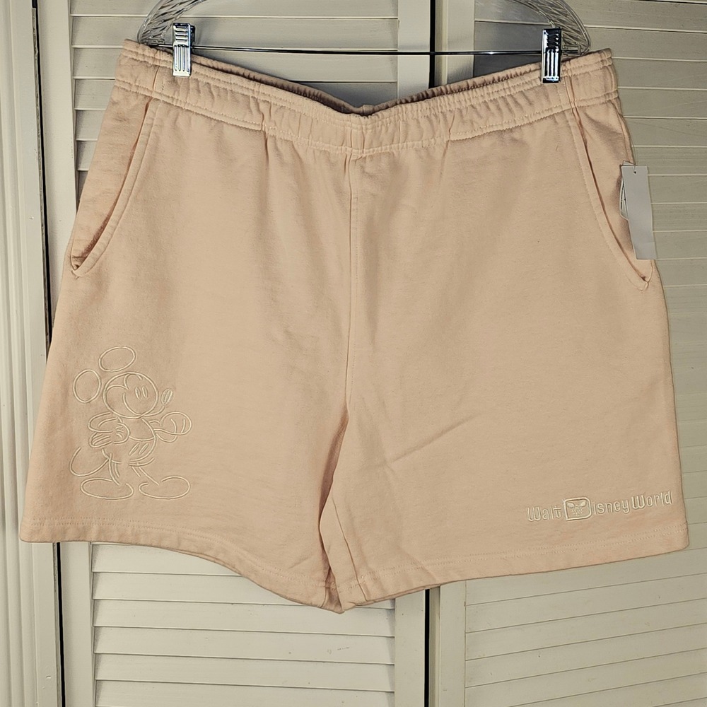 NWT Disney Mickey Mouse Womens Pink Embroidered Shorts Large